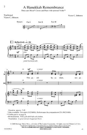 A Hanukkah Remembrance 2-Part - Victor C. Johnson