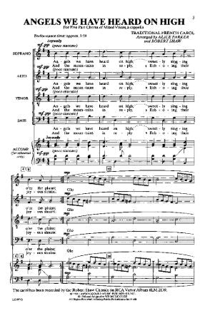 Angels We Have Heard On High SATB - Arr. Alice Parker And Robert Shaw