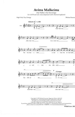Avinu Malkeinu SATB - Michael Isaacson