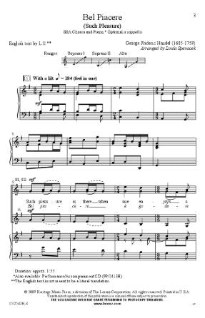 Bel Piacere SSA - G.F. Handel, Arr. Linda Spevacek