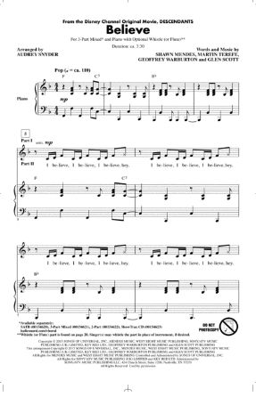 Believe 3-Part Mixed - Arr. Audrey Snyder