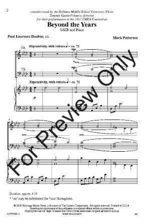 Beyond The Years SATB - Mark Patterson