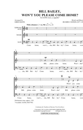 Bill Bailey, Won't You Please Come Home SATB - Arr. Greg Gilpin