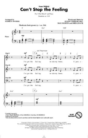 Can't Stop the Feeling 3-Part Mixed - Arr. Audrey Snyder