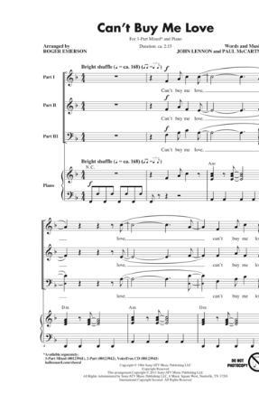 Can't Buy Me Love 3-Part Mixed - Arr Roger Emerson