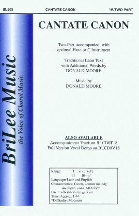 Cantate Canon 2-Part - Donald Moore