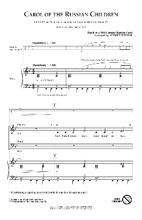Carol Of The Russian Children SAB - Arr. Audrey Snyder
