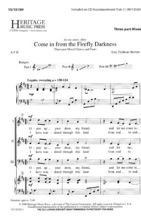 Come In From The Firefly Darkness 3-Part Mixed - Amy Feldman Bernon