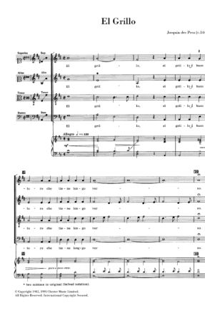 El Grillo SATB - Josquin Des Pres, Ed. Arnold Payson