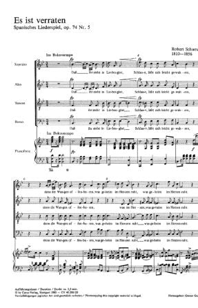 Es Ist Verraten (Spanisches Liederspiel) SATB - Robert Schumann