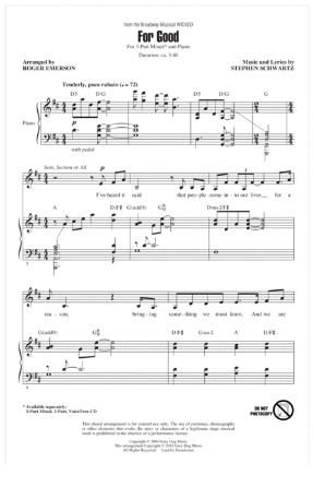 For Good 3-Part Mixed - Arr. Roger Emerson