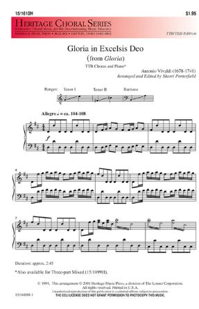 Gloria in Excelsis Deo (from Gloria) TTB - Vivaldi, arr. Sherri Porterfield