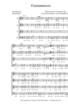 Guantanamera SATB - Arr. Deke Sharon