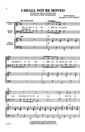 I Shall Not Be Moved SATB - Arr. Alice Parker
