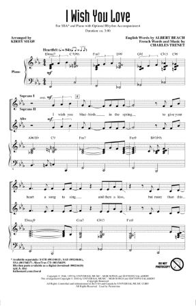 I Wish You Love SSA - Arr. Kirby Shaw