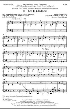 In Thee is Gladness SATB - arr. Daniel Kallman