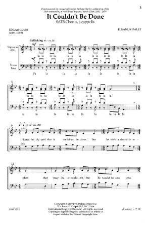 It Couldn't Be Done SATB - Eleanor Daley
