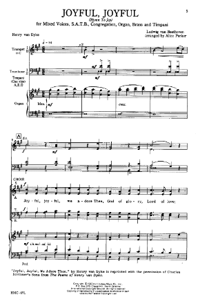 Joyful, Joyful SATB - arr Alice Parker