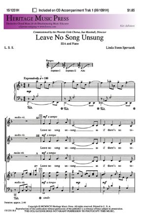 Leave No Song Unsung SSA - Linda Steen Spevacek