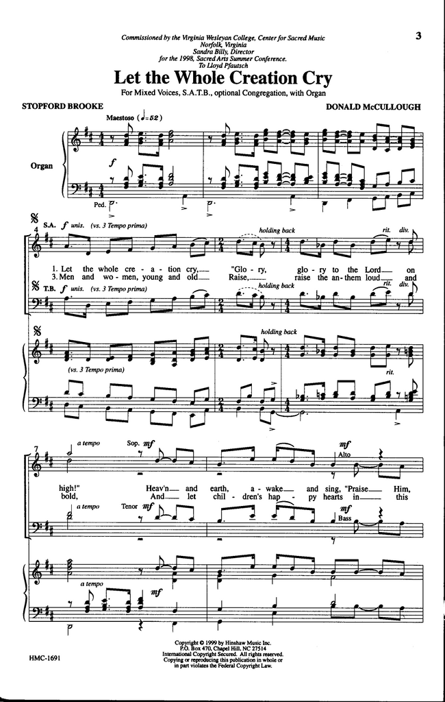 Let The Whole Creation Cry SATB - Donald McCullough