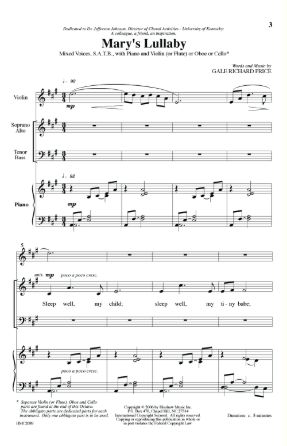 Mary's Lullaby SATB - Gale Richard Price