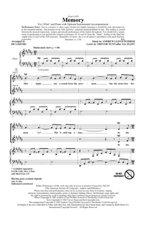 Memory 2-Part - Arr. Ed Lojeski