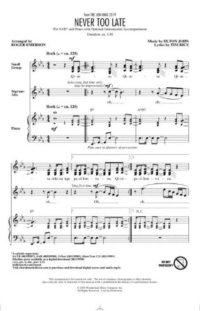 Never Too Late SAB - Arr. Roger Emerson