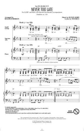 Never Too Late SATB - Arr. Roger Emerson