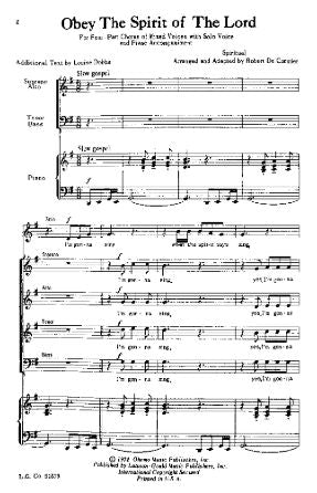 Obey The Spirit Of The Lord SATB - arr. Robert De Cormier