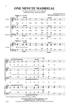 One Minute Madrigal 3-Part Mixed - Donald Moore