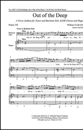 Out Of The Deep SATB - William Croft, Ed. Andrew Paul Holman