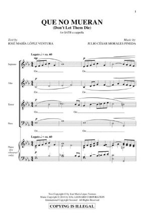 Que No Mueran SATB - Julio Cesar Morales Pineda