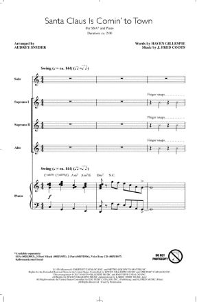 Santa Claus Is Comin’ To Town SSA - Arr. Audrey Snyder