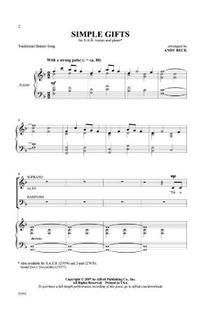 Simple Gifts SAB - arr. Andy Beck