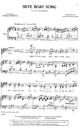 Skye Boat Song SAB - arr. Thomas Rodgers
