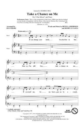 Take A Chance on Me 3-Part Mixed - Arr. Ed Lojeski