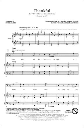 Thankful TTBB - Arr. Mark Hayes