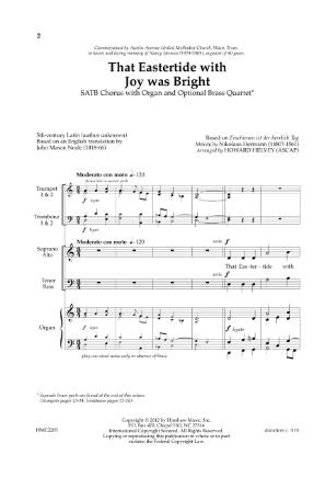 That Eastertide With Joy Was Bright SATB - Arr. Howard Helvey