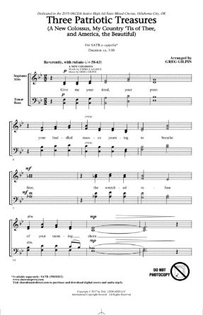 Three Patriotic Treasures SATB - Arr. Greg Gilpin