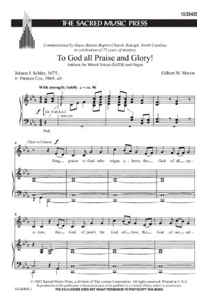 To God All Praise And Glory! SATB - Gilbert M. Martin
