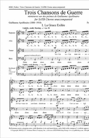Trois Chansons De Guerre SATB - Frank Ferko