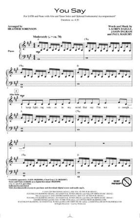 You Say SATB - arr. Heather Sorenson